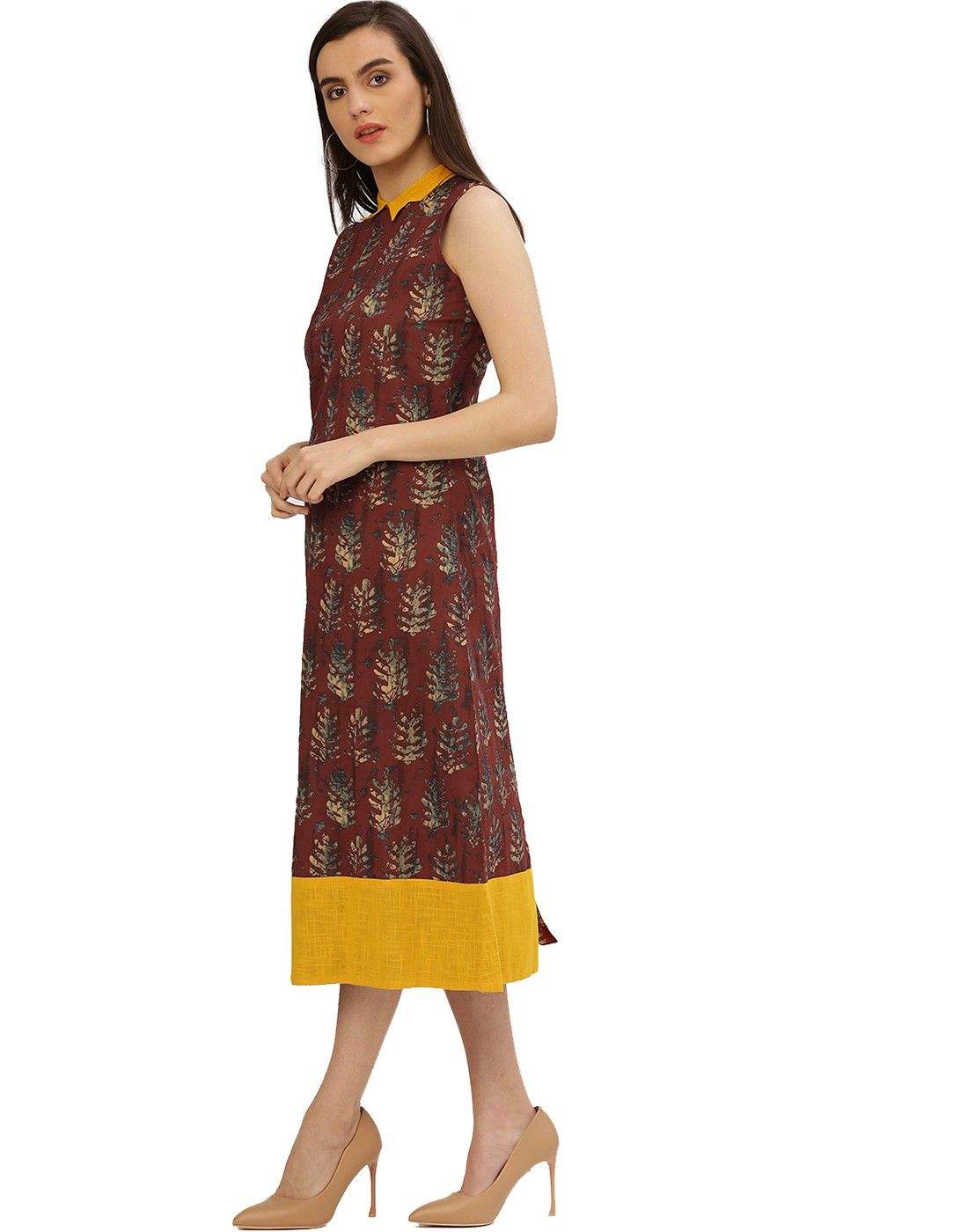 test Jaipur Kurti JDF1173 Womens Casual A-Line Floral Print Cotton Dress  (Brown) in Jaipur at  500 -  1,000 / Unit by Gulab Fashion (Closed Down)  - Justdial