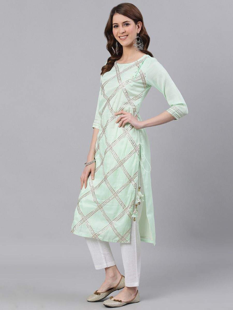 Elegant Cotton Stripes Kurti with 3/4th sleeves main image 1
