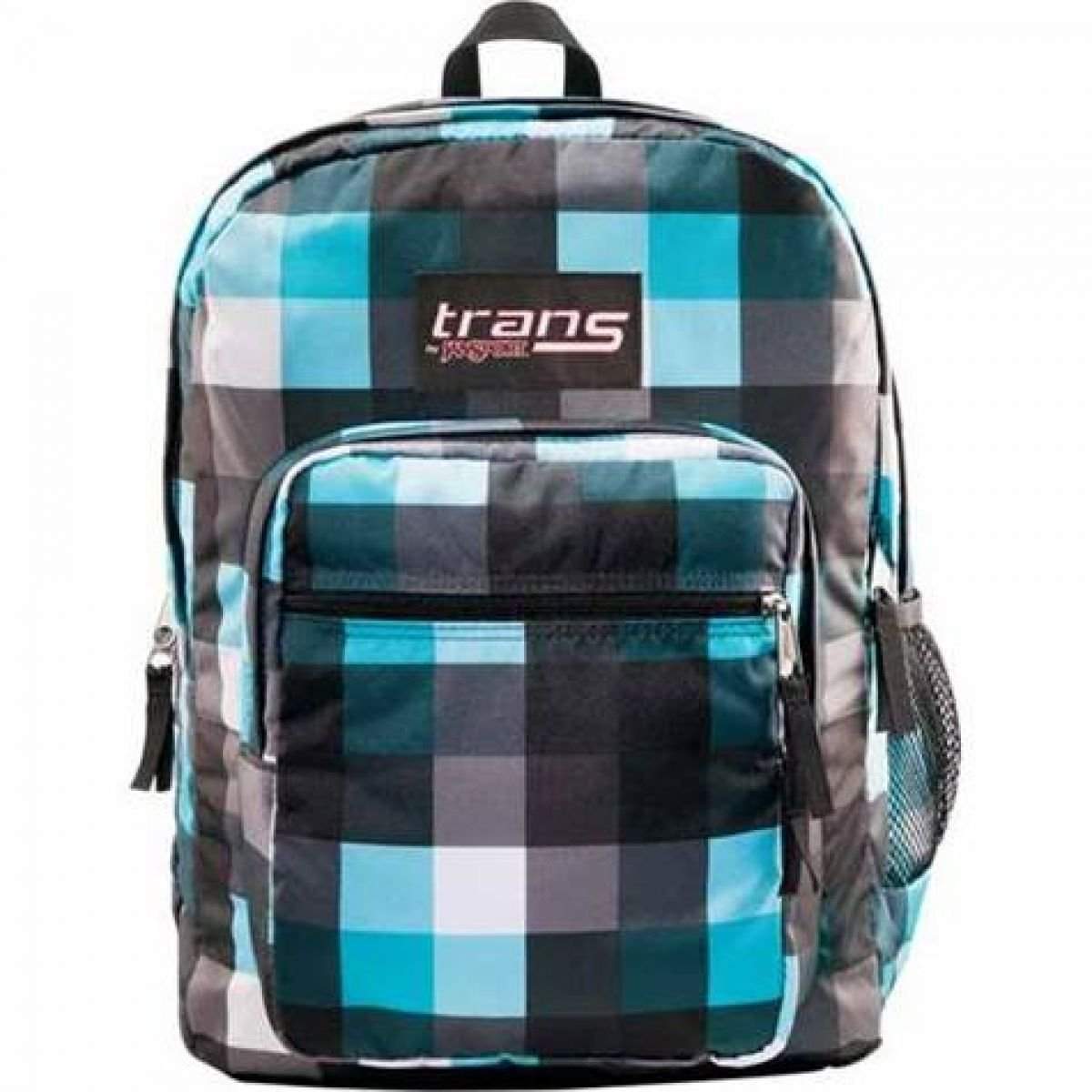 blue plaid backpack