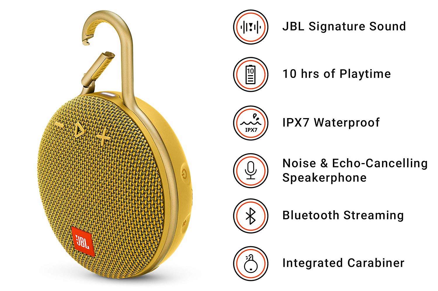 JBL Clip 3 Ultra-Portable Wireless Bluetooth Speaker with Mic