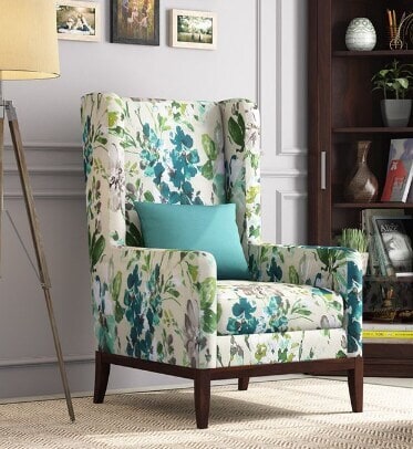 Joan Wingback Chair (Cotton, Aqua Flower) in Kota-Rajasthan at