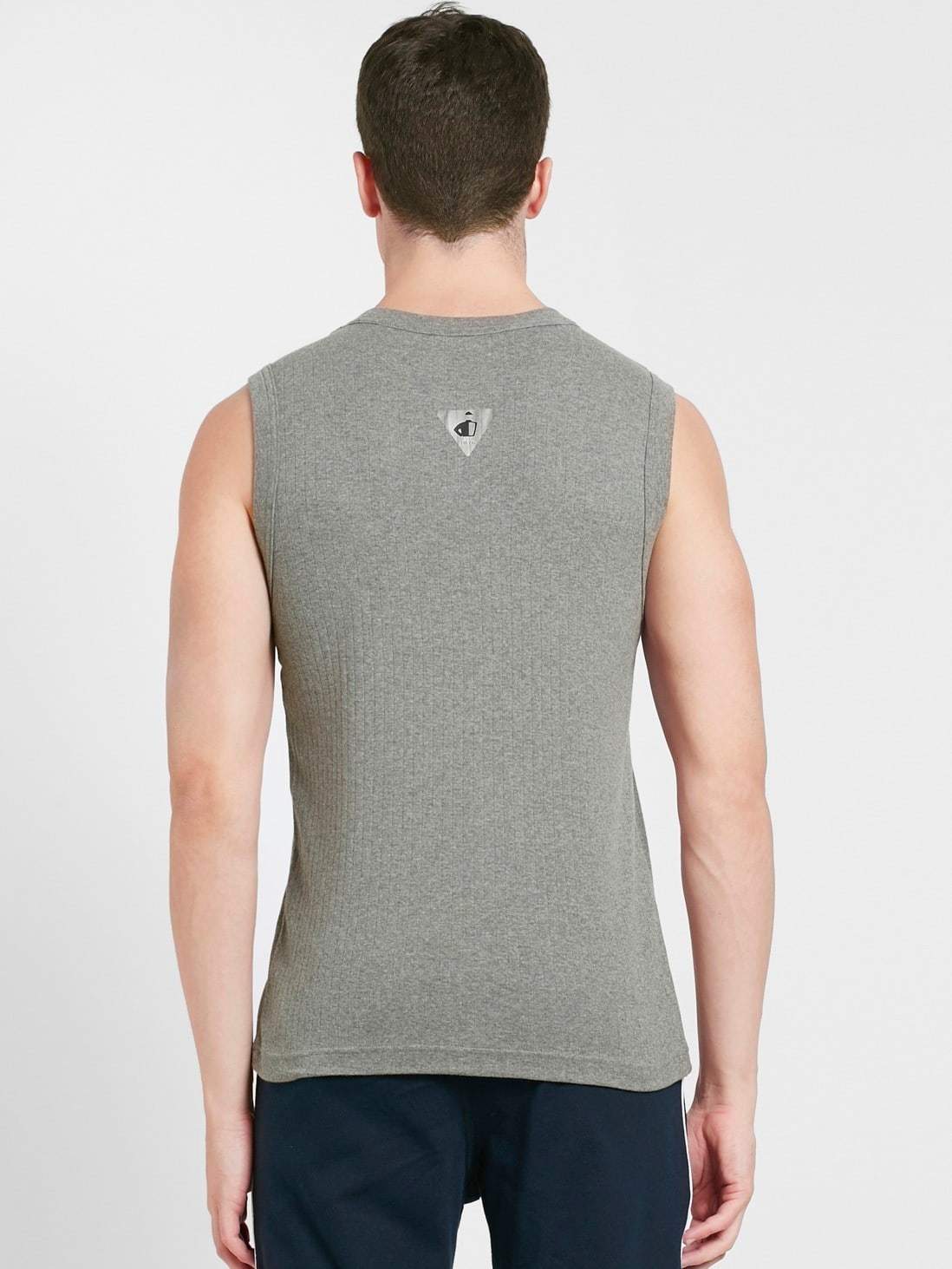 Jockey 9930 Round Neck Racer Back Gym Vest L (Grey Melange) in