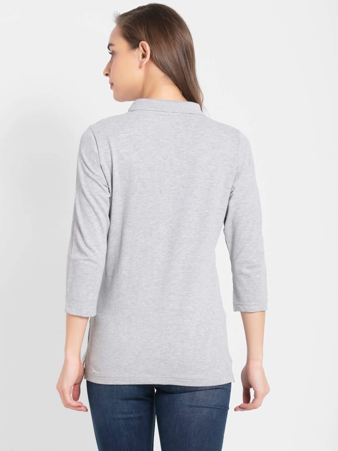 Polo Shirt Womens Light Grey T Shirt Jockey UL10 Polo Shirt M