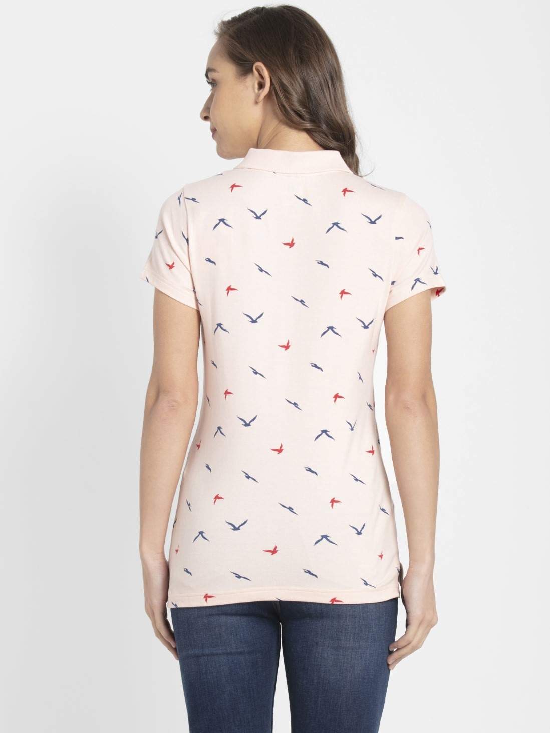 Jockey UL34 Half Sleeve Polo T Shirt for Women Prints L (Ballet