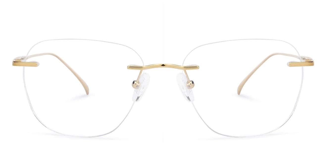 John Jacobs Gilbert Unisex Square Eyeglasses (Gold) in Delhi at