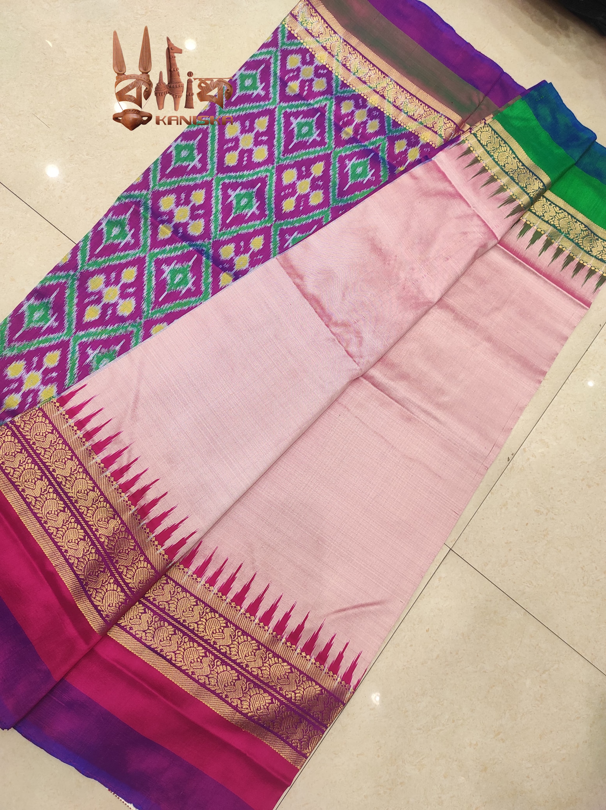Kaniska Premium Ikkat Sarees Pink in Bankura at ₹ 12,000 Pc by