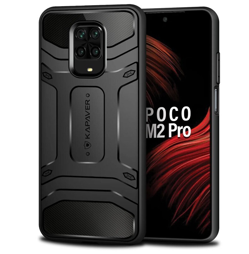 Kapaver Rugged Moblie Back Cover Case for Poco M2 Pro (Black) in