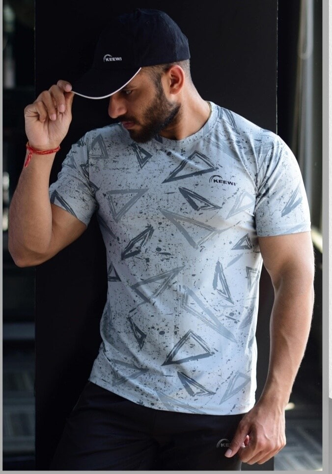 Keewi Men's Cotton Half Sleeves T-Shirt, Regular Fit, M, Plain