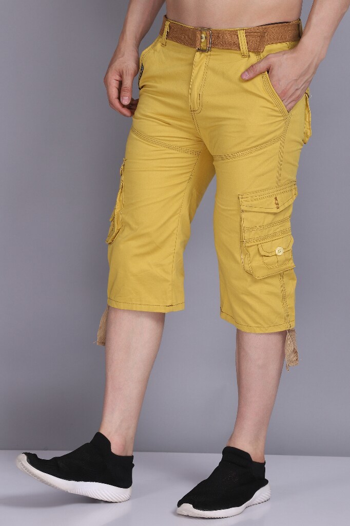 Ketley Mens Cotton Plain Capri (Yellow) Solid L in Delhi at ₹ 260