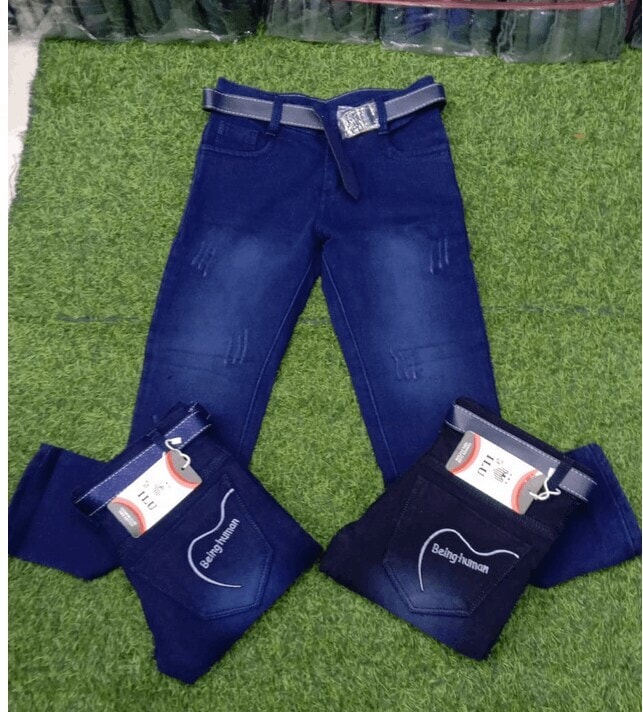 Kids Genuine Leather Waist Belt Jeans with 25in Width for Boys