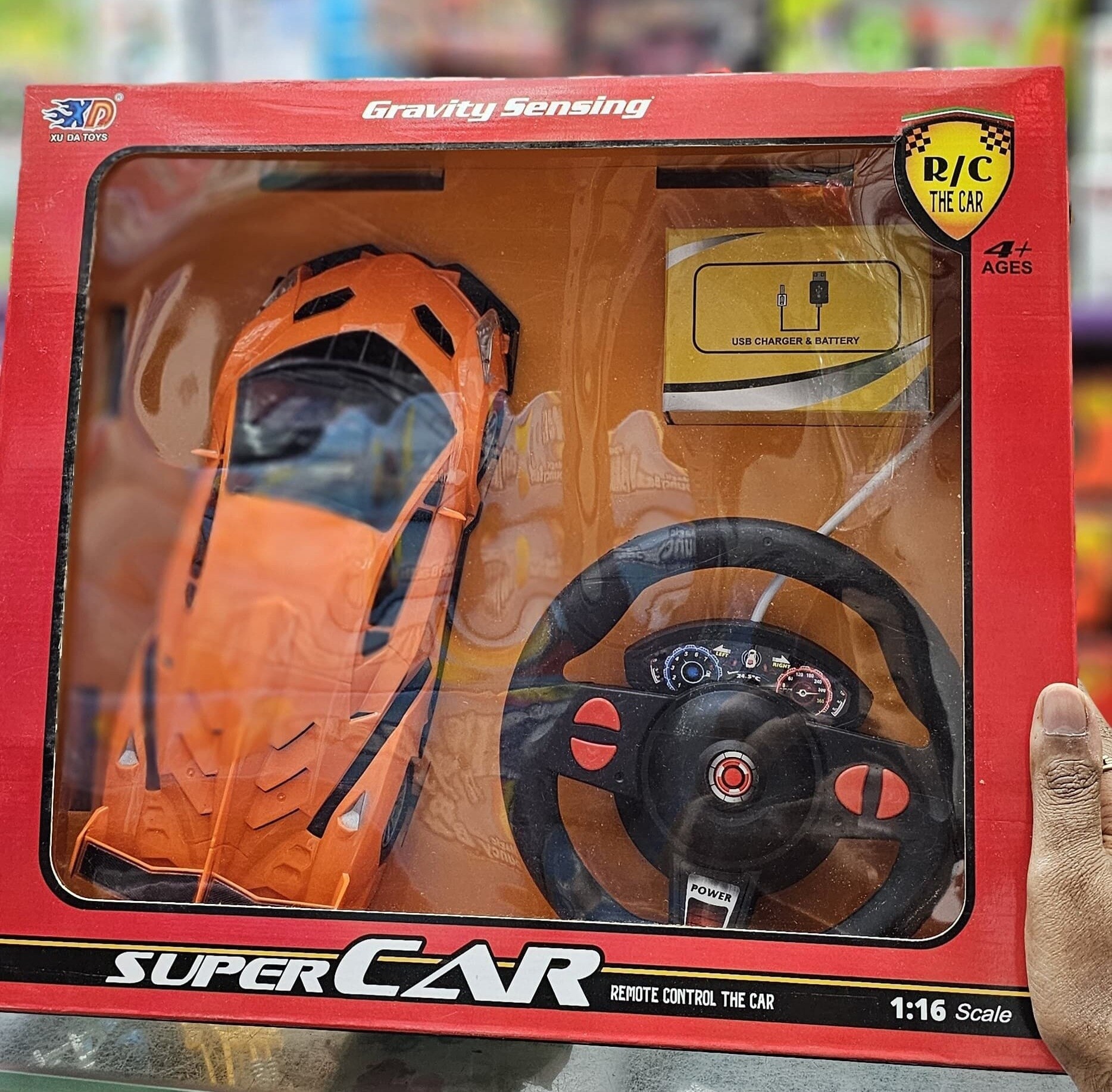 Kids Toys Plastic Super Remote Control Car Model (Orange) in