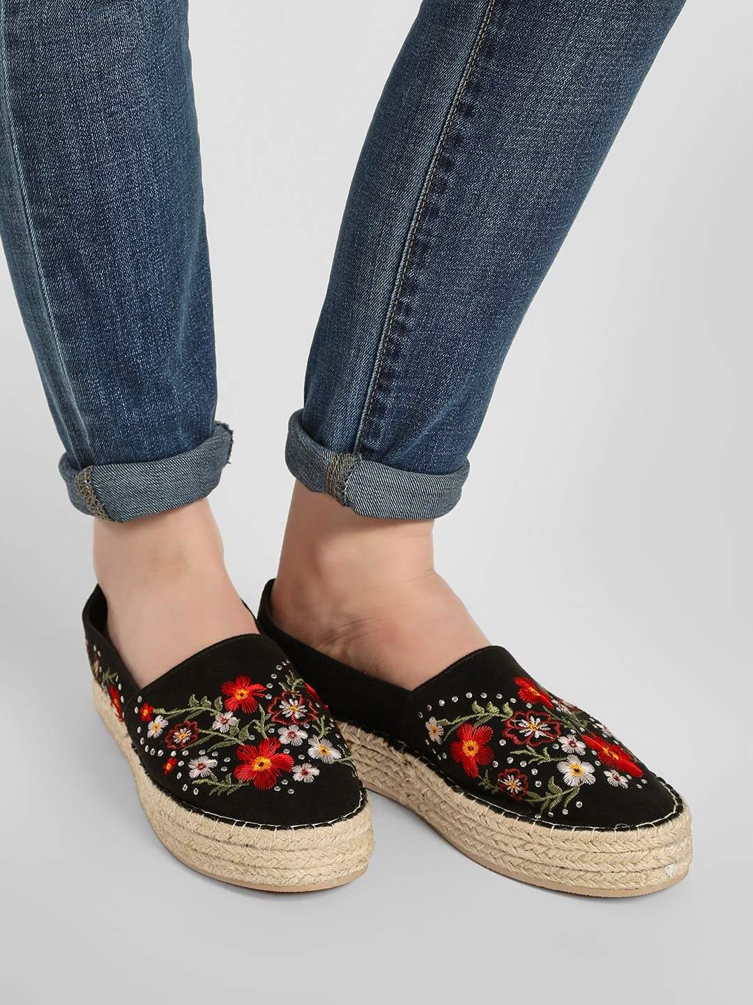 Koovs Embroidered Stacked Espadrilles 