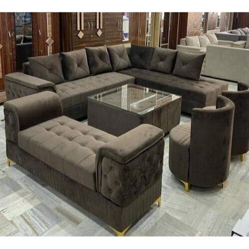 L Shaped Seater Fabric Sofa (Dark Grey) in Indore at ₹ 15,000