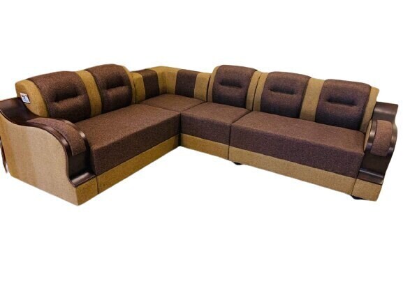 L Shaped Elephant Sectional Seater Sofa Set (Brown and Gold) in