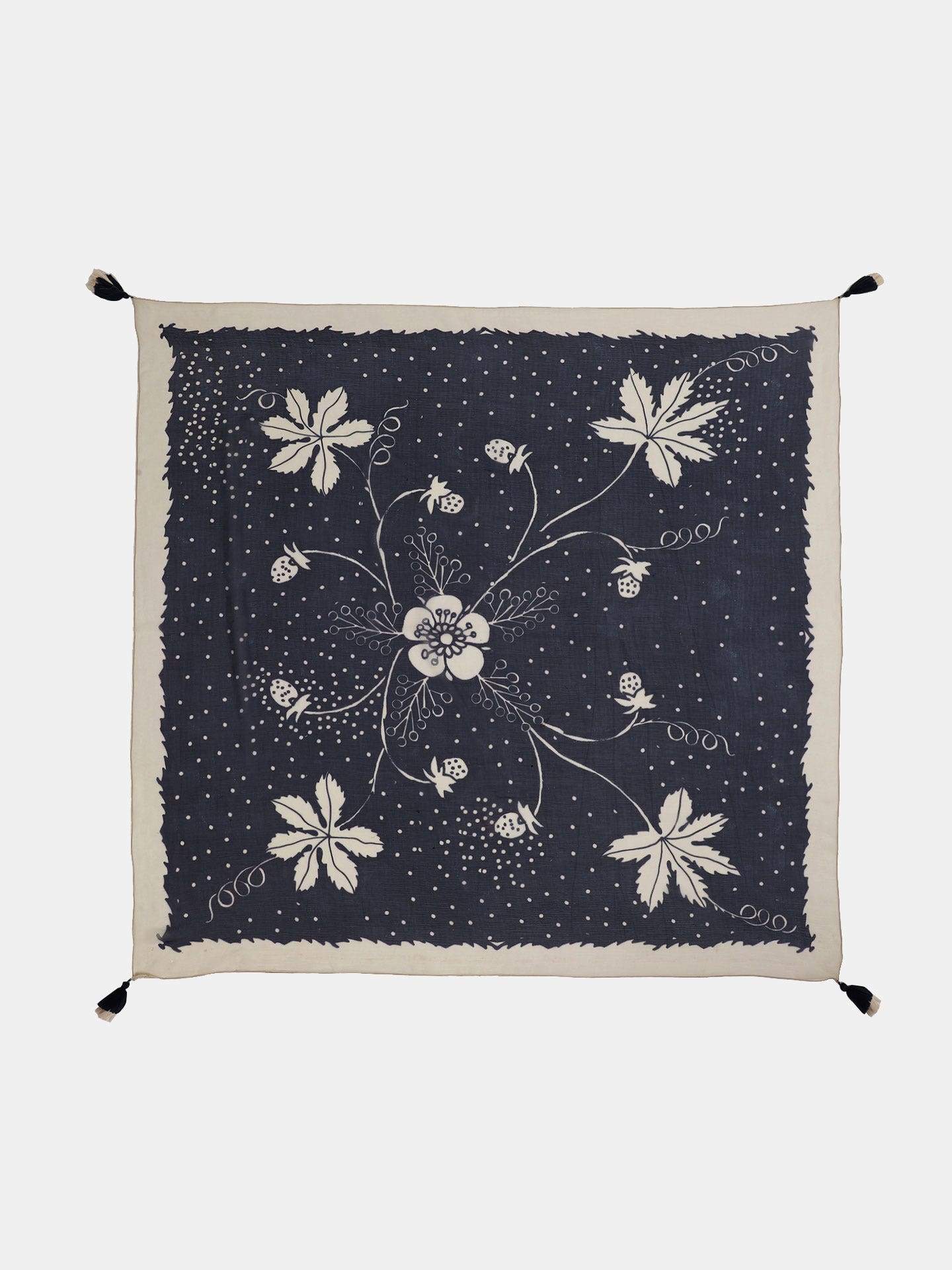 Label Ritu Kumar SCFVCF26N23957251 Indigo Blue Floral Print Scarf