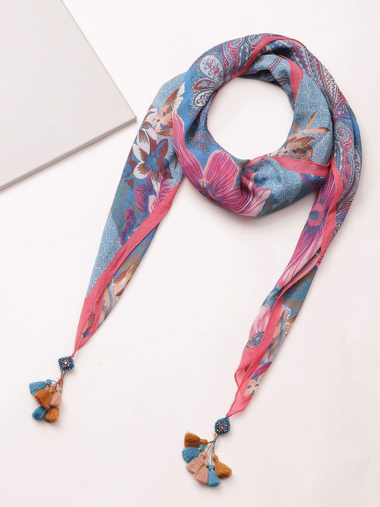 Label Ritu Kumar SCFVCN26N22757251 Blue Printed Scarf in Bangalore