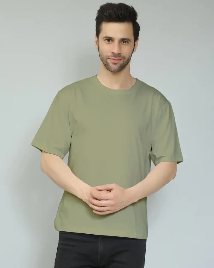 LABSCRAFT Men's Cotton Oversized T Shirt (Khaki Green, S-XXL) in