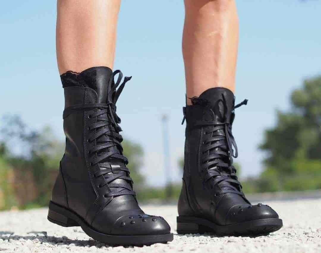 Lace Up Black Leather Boots For Women in Bangalore at ₹ 2,100