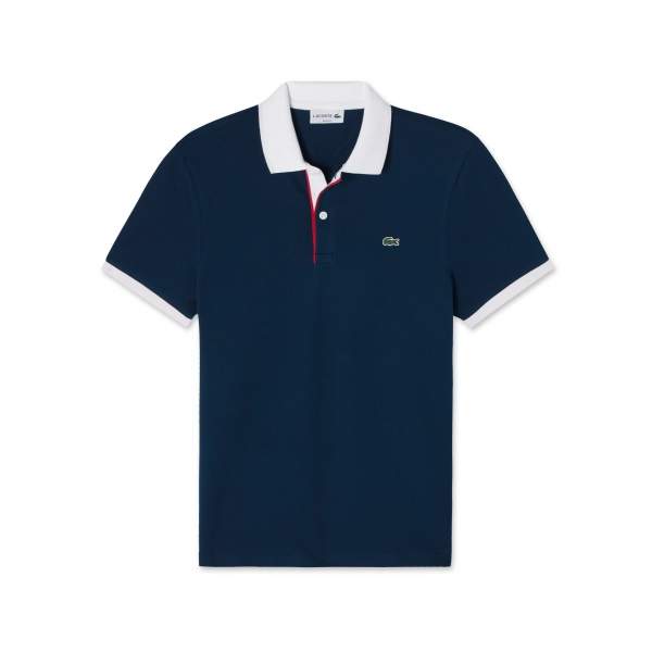 Lacoste Men's Slim Fit Polo In Stretch Pique (Red, White-Ship