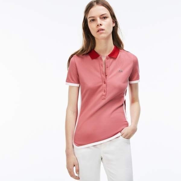 Lacoste Women's Slim Fit Stretch Mini Pique Polo (Rill, Electric