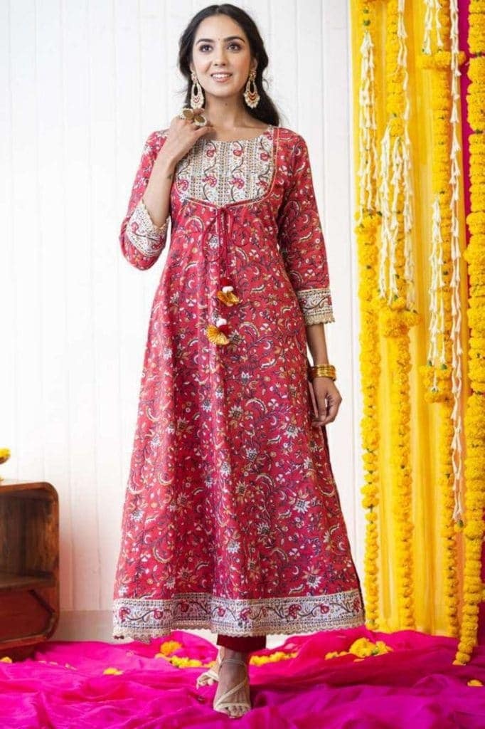 Ladies Red Long Ethnic Wear Dress in Jaipur at  450 -  850 / Pc by SHYO  RATAN OVERSEAS - Justdial