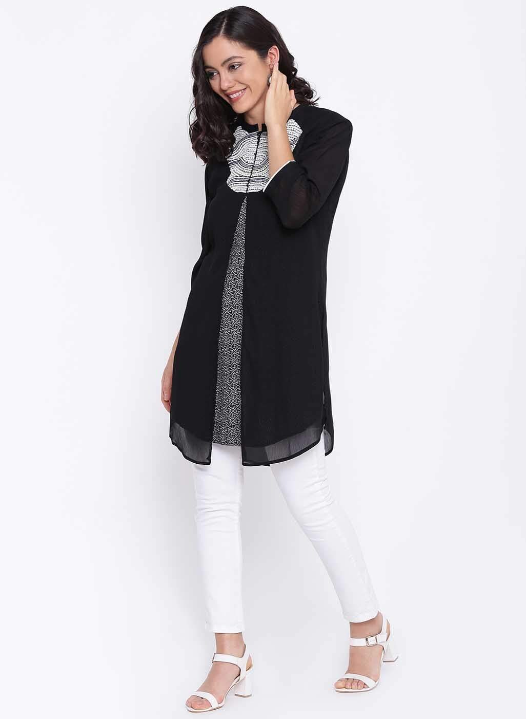 Black Rayon Readymade Western Long Kurti main image 1