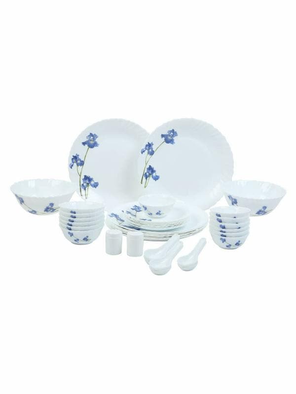 La Opala Novo Blue Orchid Opalware Dinner Set (35 Pcs) in