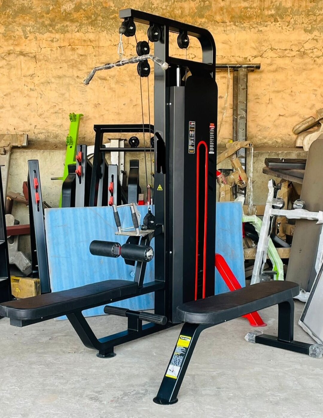 Lat pull down with rowing machine