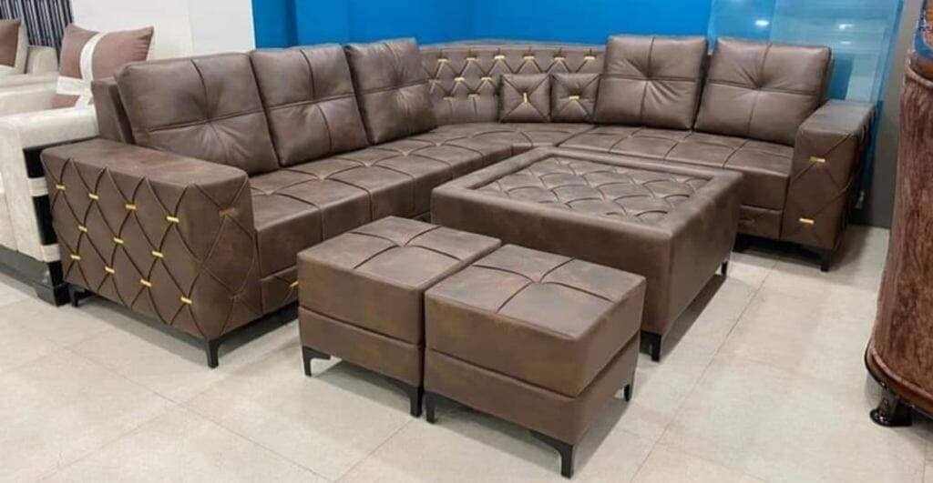 Second Hand Leather Couch Set | Modular Pieces Can Be Rearranged