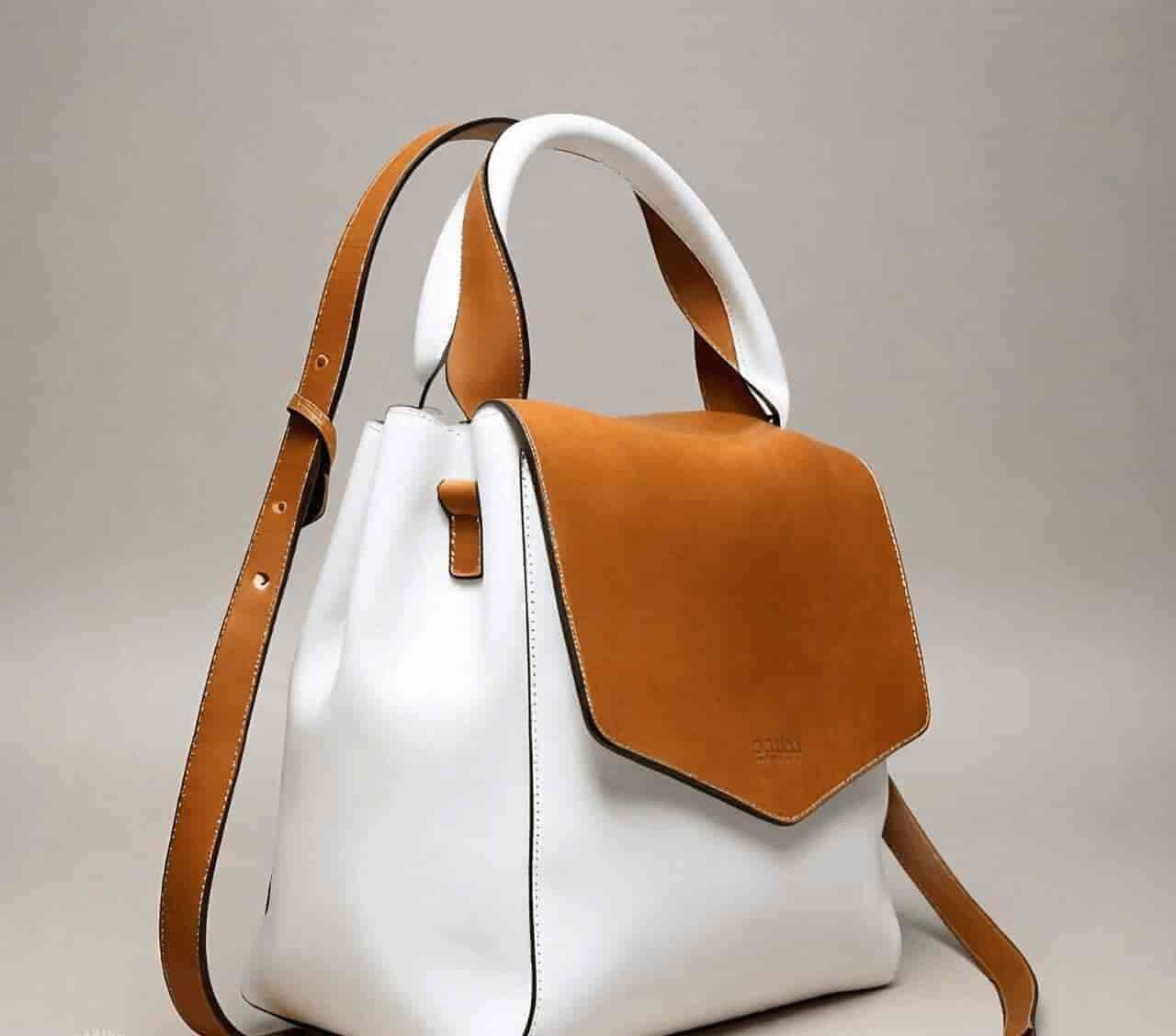 Leather Shoulder Strap Casual Bag For Women (White and Brown) in