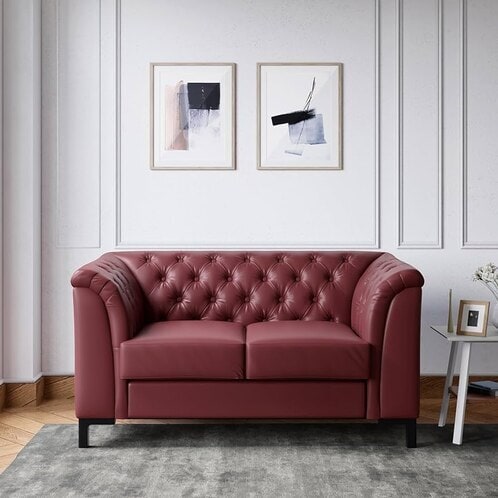 Leather Two Seater Sofa Red x 94W x Cm in Hyderabad