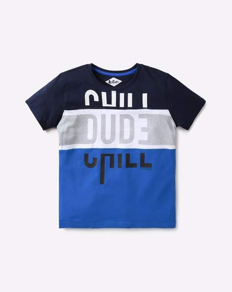 Lee Cooper Colourblock T-Shirt with Typography (Blue) in Tirupur