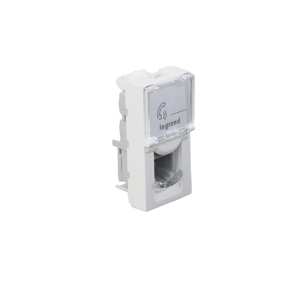 Legrand 5734 26 Arteor Rj 11 Single Rj 11 With Label Holder 1 Module 22.5 X 45 Mm Telephone Sockets (White)