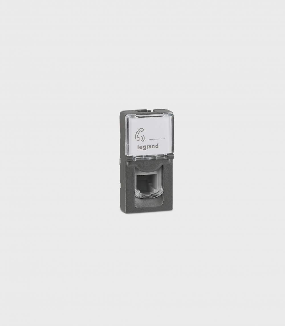 Legrand 5736 26 Arteor Rj 11 Single Rj 11 With Label Holder 1 Module 22.5 X 45 Mm Telephone Sockets (Magnesium)