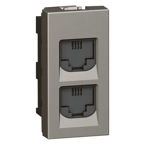 Legrand 5736 27 Arteor Rj 11 Double Rj 11 1 Module 22.5 X 45 Mm Telephone Sockets (Magnesium)
