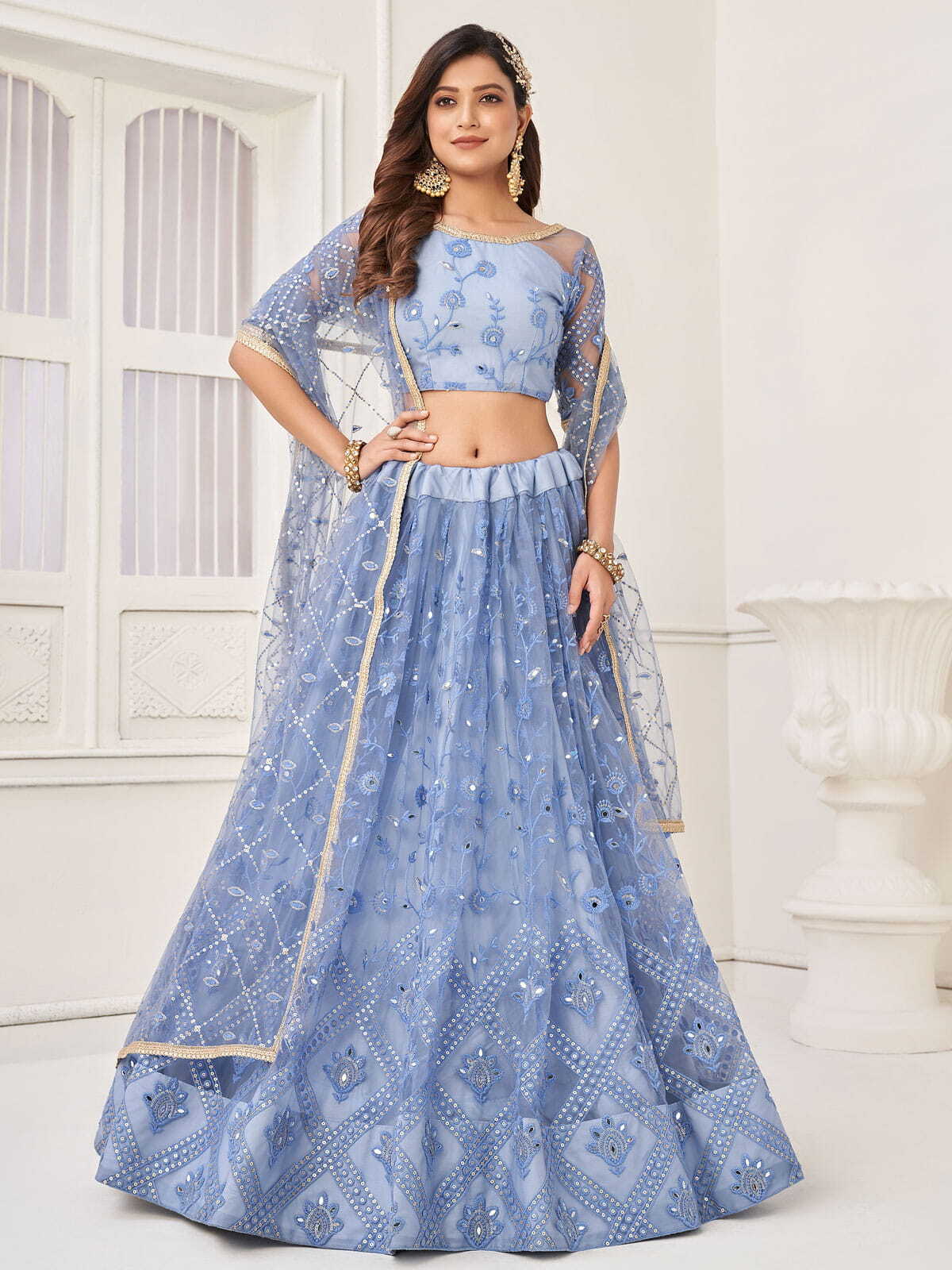 Wedding Blue Embroidery Lehenga in Delhi at ₹ 1,000 ₹ 25,000