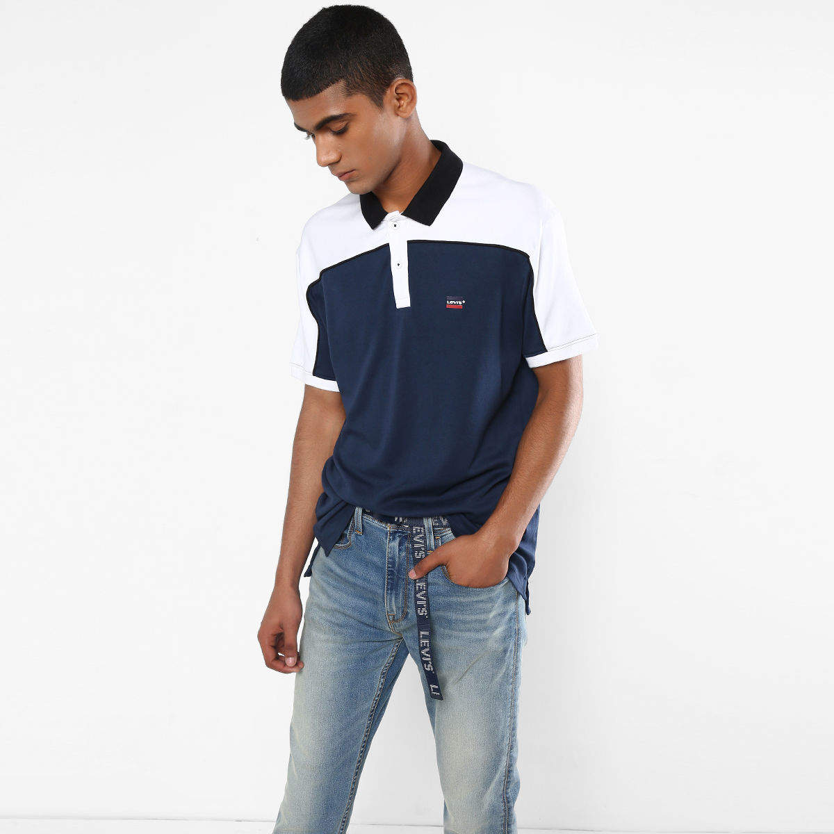 Levi's Polo Tee Mens (743470001, White, Dress Blue, Black, Size