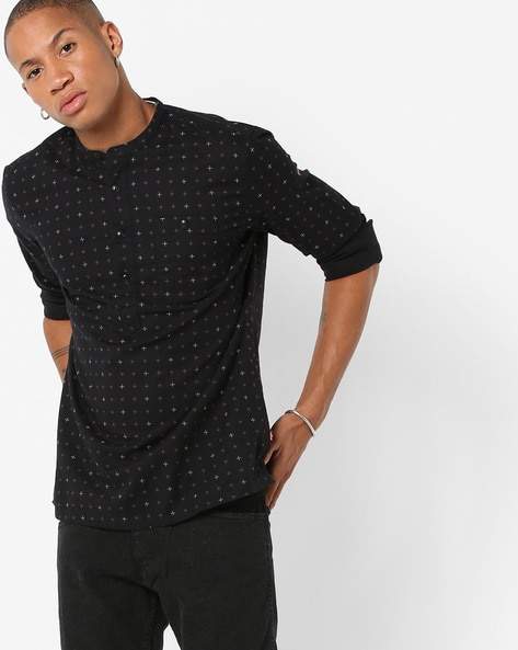 Levis Mens Printed Shirt with Band Collar (Black) in Bangalore at