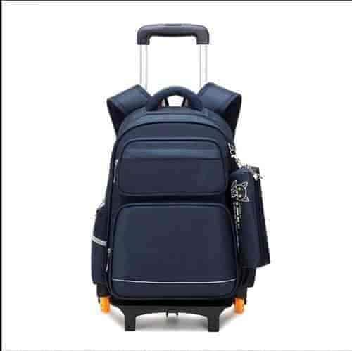 Light Weight Plain Polyester Rolling Backpack (Black) in Kanker at