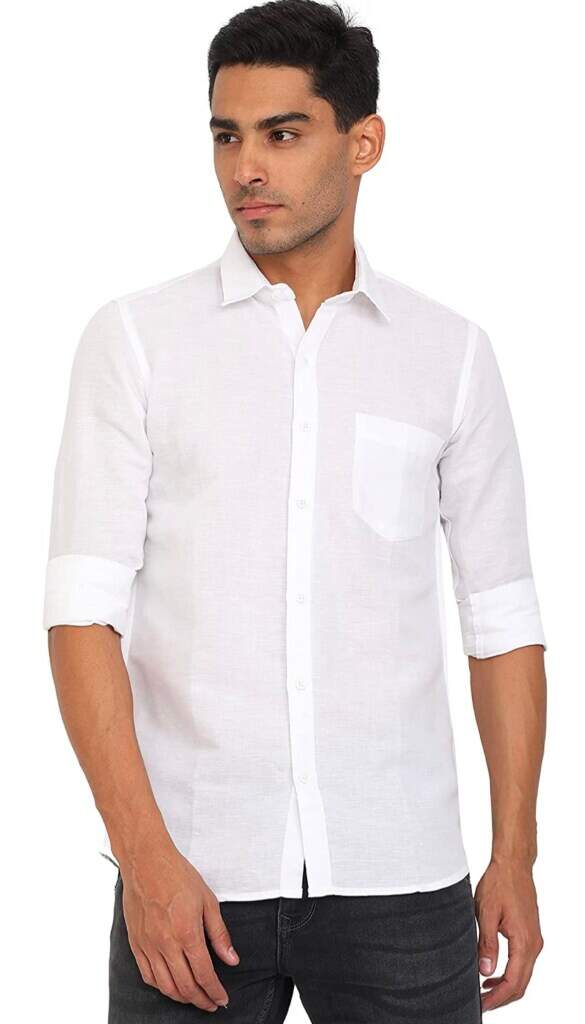 Linen Mens White Formal Shirt Regular Fit Full Sleeves in Erode at