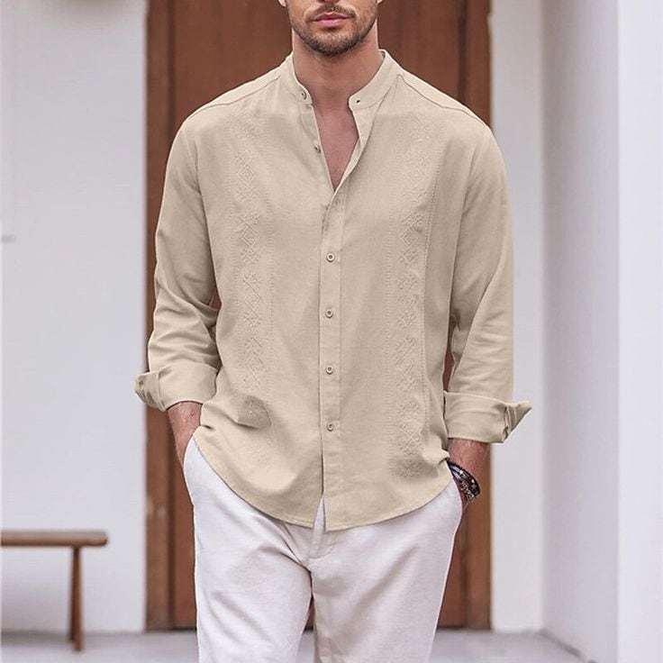 Men's Linen Formal Shirt, Plain/Solid, Regular Fit, Full Sleeves