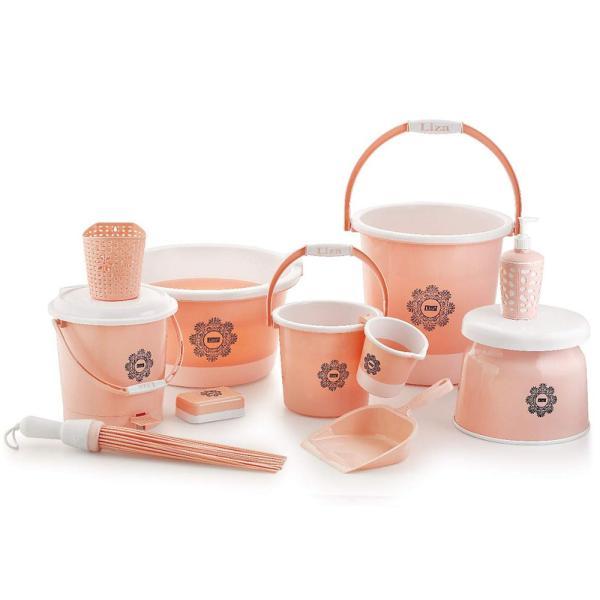 Liza Plastic Bucket, Tub Mug Bathroom Set 11 pcs, Heavy Duty