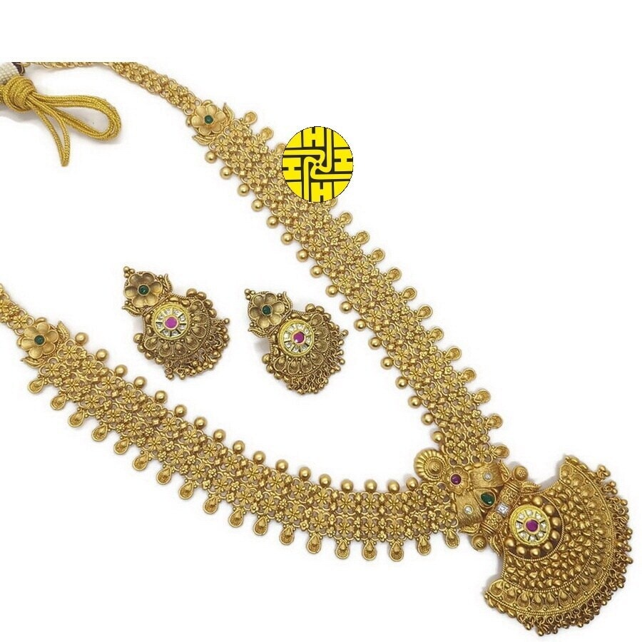 LONG KUNDAN BRIDAL NECKLACE SET SHN 026 MULTI in Ahmedabad at