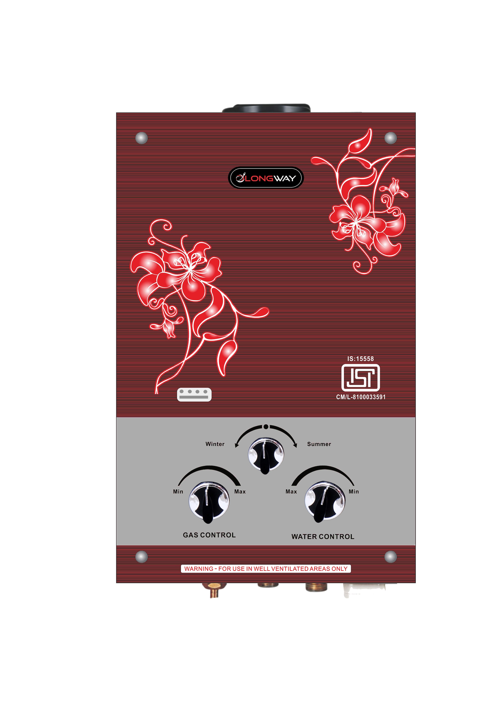 Longway Decora Litre Copper LPG Instant Gas Water Heater Geyser