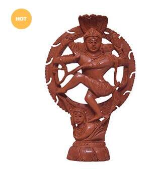 Lord Nataraja Sandalwood Temple Statue, Free Standing, Elegant
