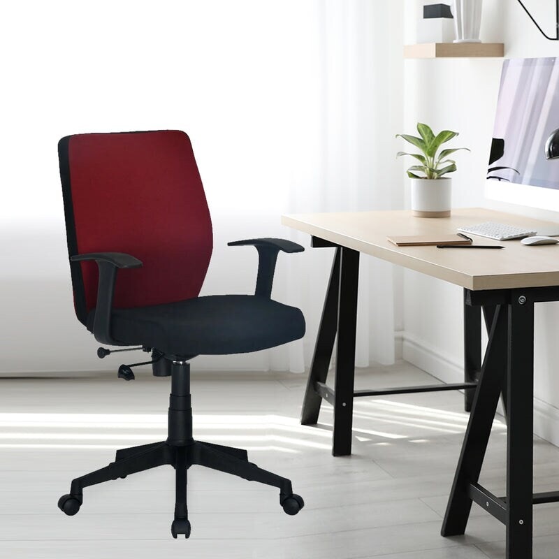 Swivel Low Back Office Chair with Push Back Mechanism (Maroon