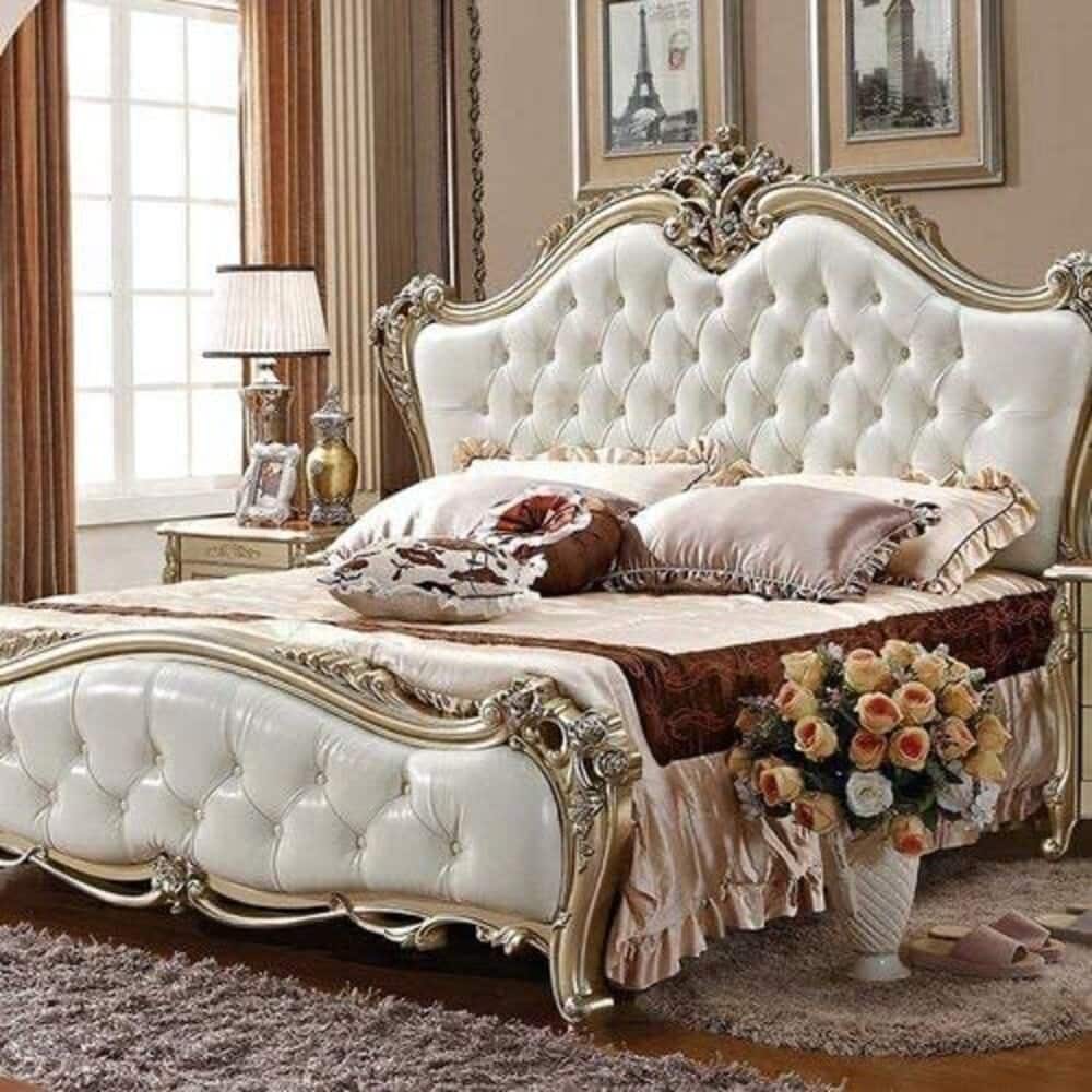 Courtesyhonda King Size Sleep Number Bed Luxury Carved Wooden King Size  Royal Bed (White) In Saharanpur, image size:1000x1000