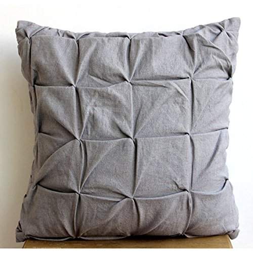 Buy Luxury Gray Euro Shams 26x26 Euro Pillow Cases Pintucks Knotted Textured Euro Shams Cotton Linen Euro Sham Covers Contemporary Euro Shams Gray Linen Texture By The Homecentric Features Price Reviews
