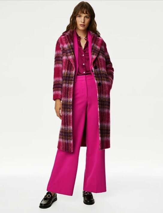 M&S Checked Relaxed Longline Coat with Wool in Mumbai at ₹ 9,999