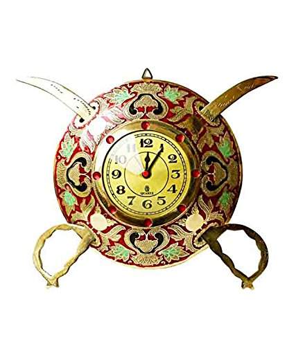 Buy Ma Design Hut Wall Clock Large Antique Look Mughal Decorative Talwaaar And Dhaal Beautiful Wall Hanging Sword And Shield Showpiece For Home Decor And Gift Item Features Price Reviews Online In